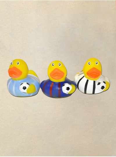 2" Soccer Rubber Duckies - DOZEN - 12 PIECES