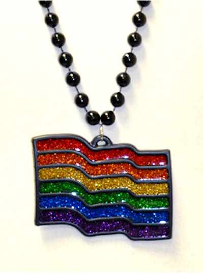 33" 7MM  Sequin Rainbow with Green Metallic Bead -