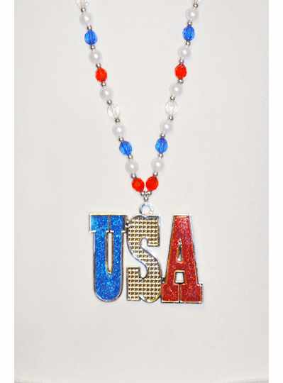 38" 12MM WH/RWB FACET W/USA -Patriotic Beads