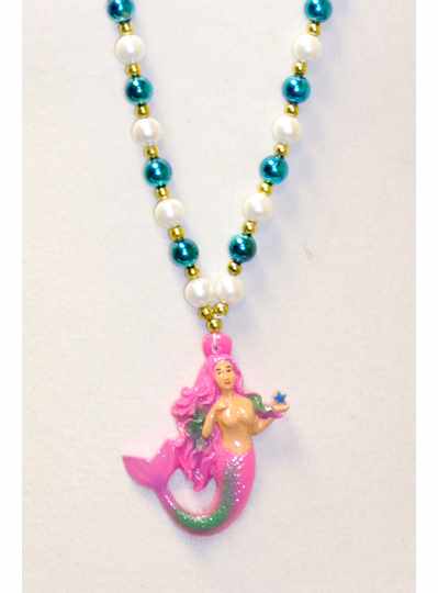 33" 7MM Mermaid Polystone strung on Purple Beads -