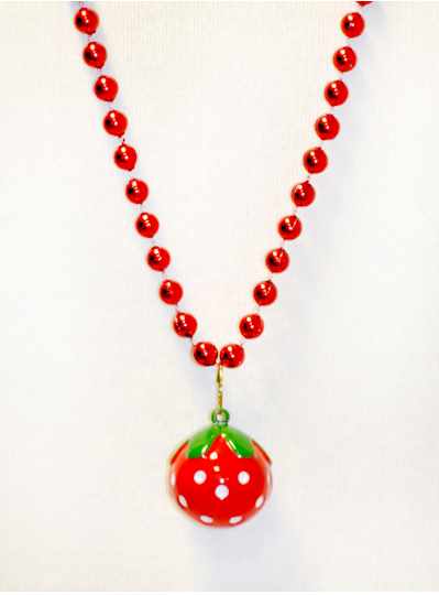 33" 7MM Beautiful Red Bead with Strawberry Bell