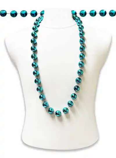 42" 22mm Round Metallic Turquoise Throw Beads - 6 