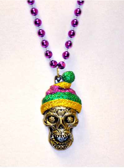 Halloween Beads Skull Purple Green Gold Beanie