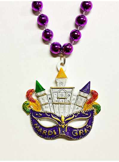 36" 12MM Purple Mardi Gras Mask With New Orleans S