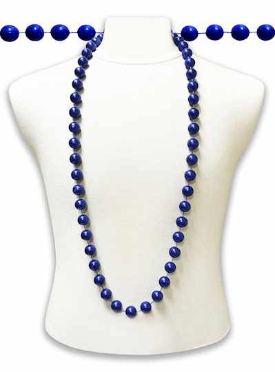 48" 18mm Blue Pearl Mardi Gras Throw Beads - 6 PIE