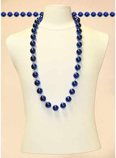 42" 22mm Round Metallic Royal Blue Throw Beads - C