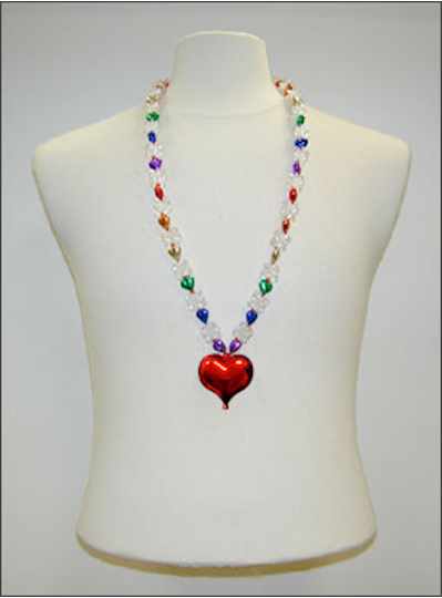 37" Large Red Heart Pendant Rainbow Color