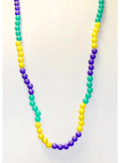 39" 10MM Opaque Purple, Green & Gold Mardi Gras- D