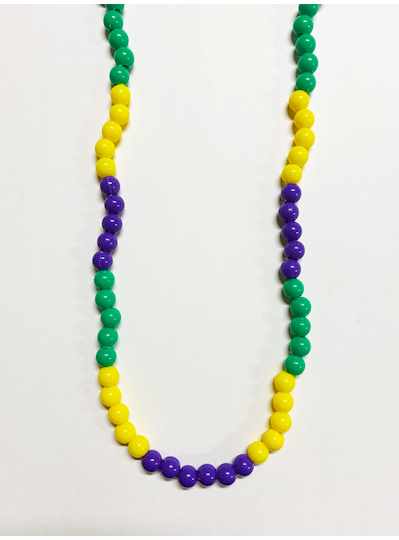 39" 10MM Opaque Purple, Green & Gold Mardi Gras- D