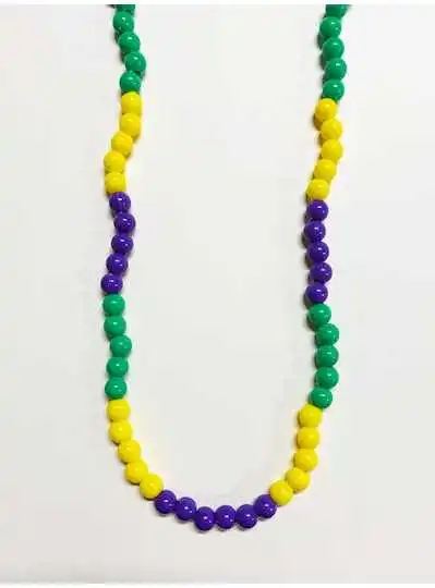 39" 10MM Opaque Purple, Green & Gold Mardi Gras- D
