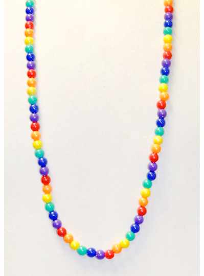39" 10MM Opaque Rainbow Mardi Gras Beads - Dozen -