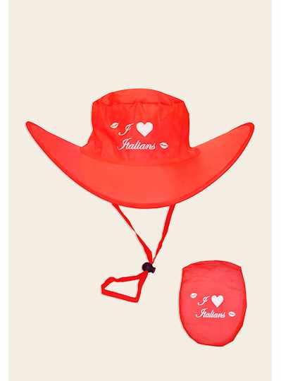Red Foldable Hat W/I Love Italians - Dozen - 12 Pi