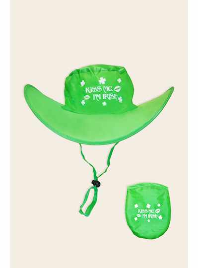 Green Foldable Hat W/Kiss Me Im Irish St. Patricks