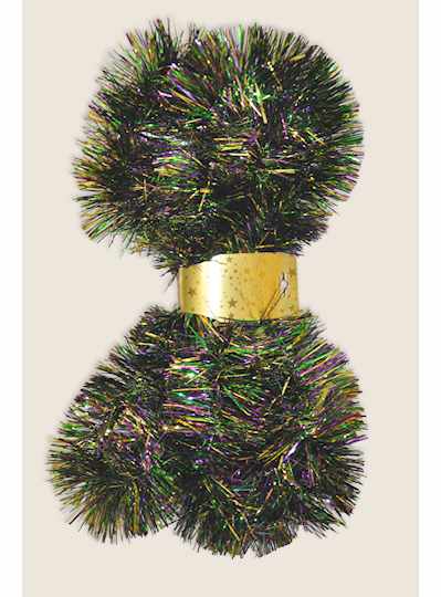 78" X 3.5" Purple, Green and Gold Tinsel Garland M