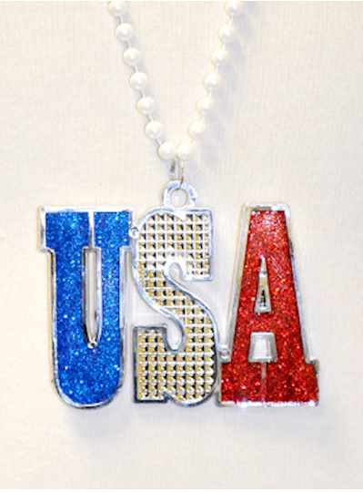 33" 7MM S/RWB W/USA Medallion -Patriotic Beads