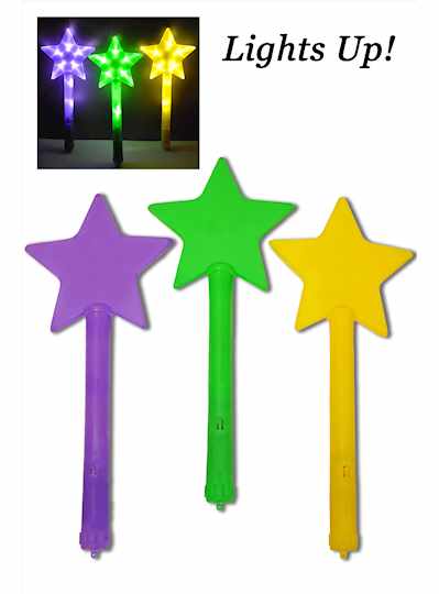 15" Purple, Green and Gold Light Up Star Wands- DO