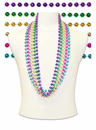 42" 12MM Assorted Metallic - DOZEN- 12 Necklaces