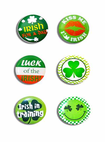Six Assorted St. Patricks Day Pins Dozen -12 PIECE