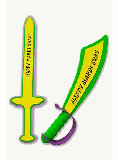 18" Foam "Happy Mardi Gras" Swords/Knives - 1-Doze