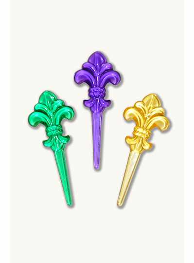 100-Pack Black Fleur De Lis Cocktail Picks (4 Inch) - Plastic Party Picks For Appetizers, Cheese, Olives