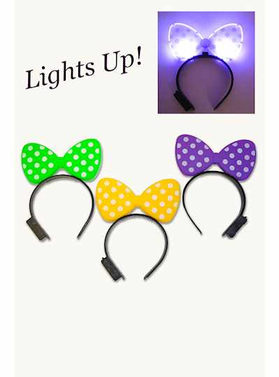 Light Up Polka Dot Bow Headband - DOZEN - 12 PIECE