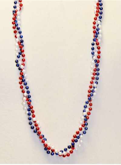 39" Twist Beads Red, White & Blue - Dozen - 12 Nec