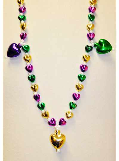 38" Purple, Green and Gold Sm Heart 3 Large Hearts