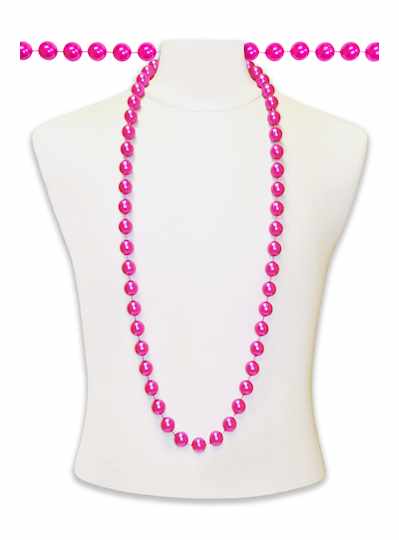 48" 18mm Hot Pink Pearl Mardi Gras Beads - Case - 