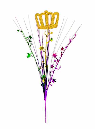20" Purple, Green and Gold Glitter Crown Spray