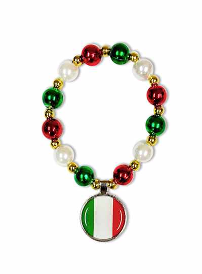 8" Red, White & Green Bracelet with Italian Charm