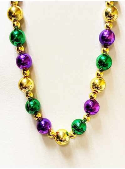 40" 25MM Purple, Green & Gold Beads with Gold Spac