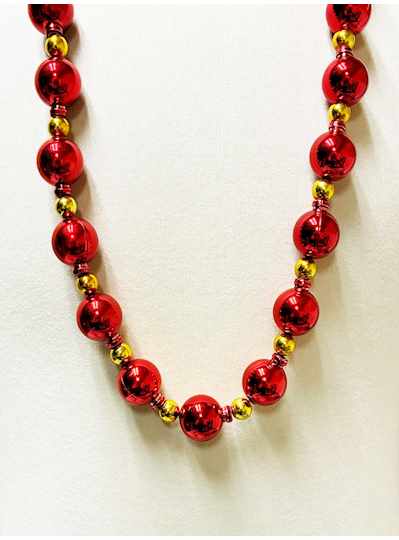 40" 25MM Red with Gold Spacer Bead Necklaces - 6 P