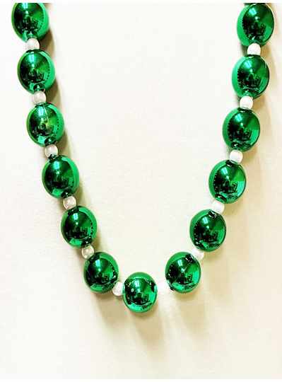 40" 30MM Green with White Spacer Beads St. Patrick