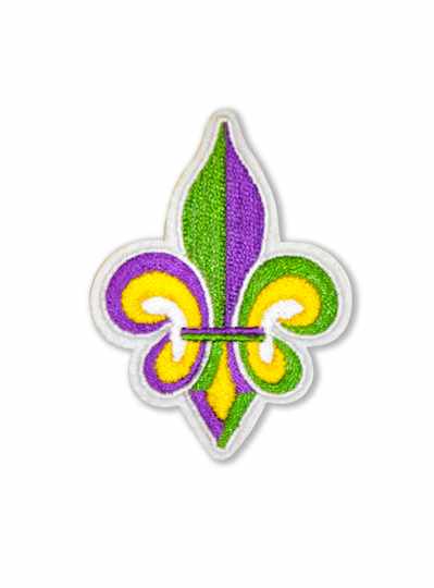 Purple, Green and Gold Embroidered Fleur de Lis Ap