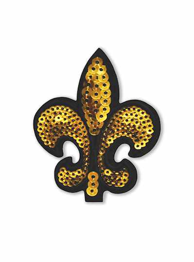 Black and Gold Sequin Fleur de Lis Appliques - DOZ