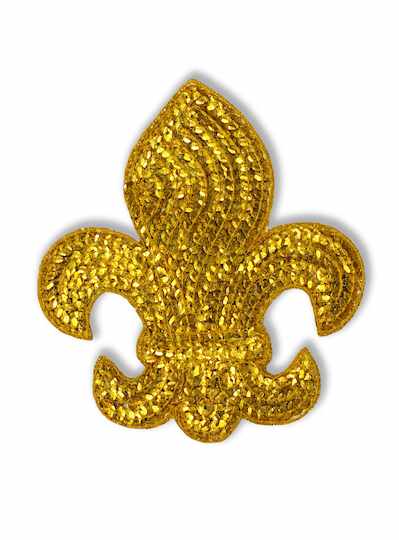 Large Faceted Gold Fleur de Lis Sequin Applique