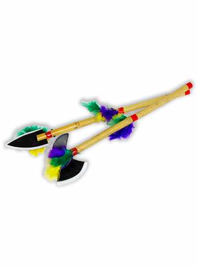 19" Purple, Green and Gold Tomahawk and Spear - DO