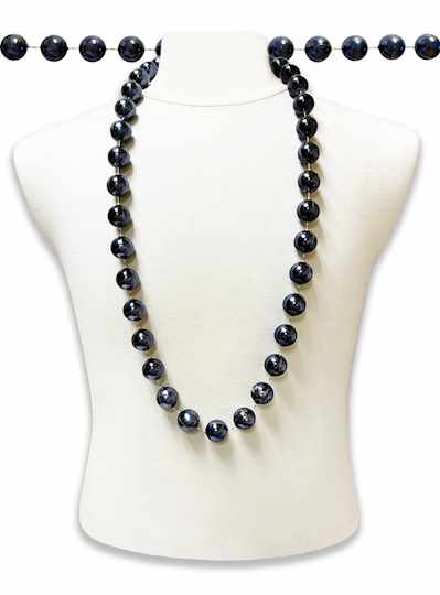 42" 22mm Round Metallic Navy Blue Throw Beads - 6 