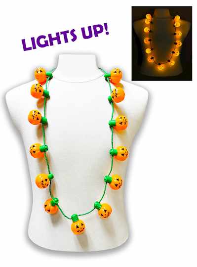 25" Light Up Pumpkin Necklace - EACH