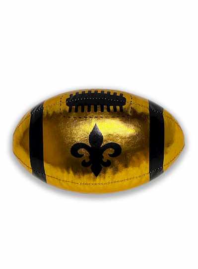 6" Gold Shiny Football with Black Fleur de Lis - D