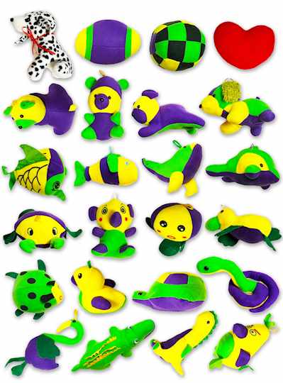 24 Piece Plush Mardi Gras Throws - Bag