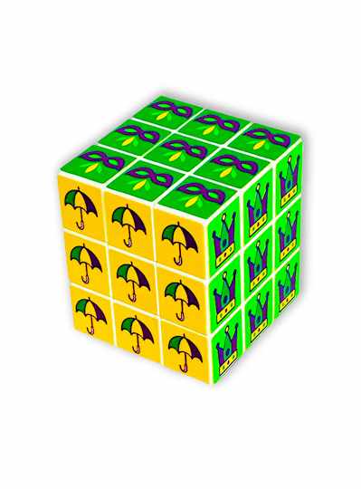 Cube Puzzle with Mardi Gras Symbols - DOZEN - 12 P
