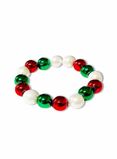 Red, White & Green Pearl Italian Bracelets - DOZEN