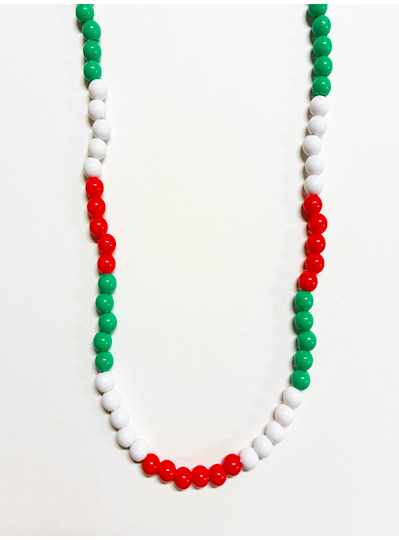 39" 10MM Opaque Red, White and Green Italian Neckl