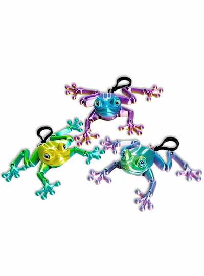 Frog Keychains with Black Clip - 10 PIECES