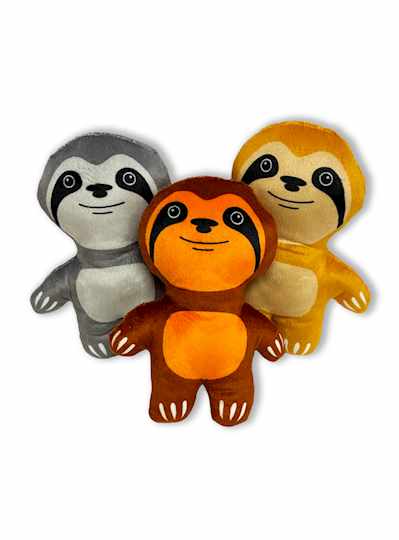 6" Plush Sloths in Three Styles - DOZEN - 12 PIECE