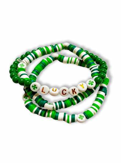 St. Patricks Day Lucky Bracelet Set - DOZEN - 12 P