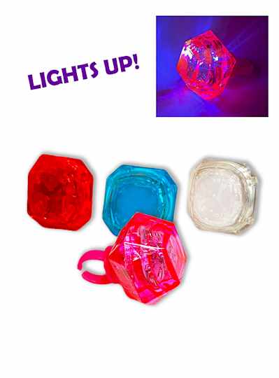 Light Up Gemstone Rings 4 Assorted Colors - 24 Pie