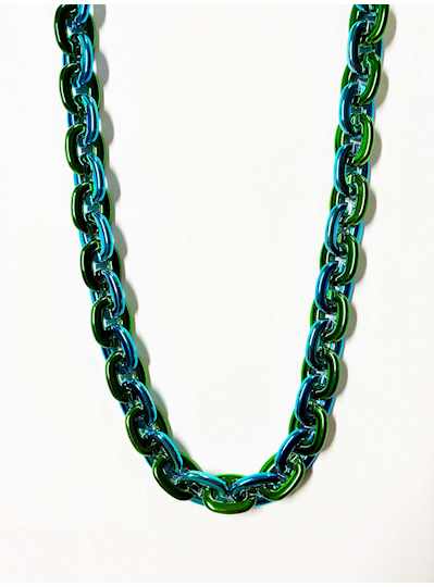 42" Chain Link Single Turquoise and Green Necklace