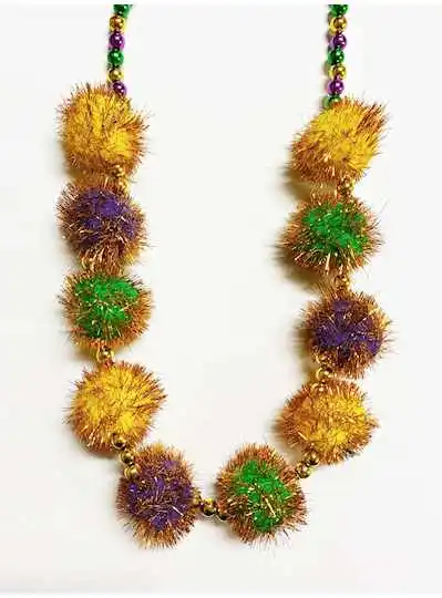 44" Purple, Green & Gold Tinsel Ball Mardi Gras Be
